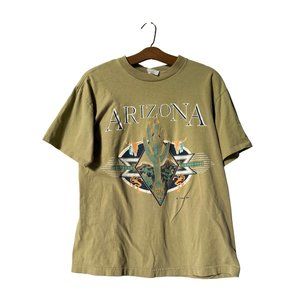 Vintage 90s Arizona Steer Skull Cactus Souvenier TShirt Womens M Cotton Green